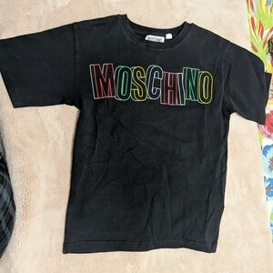 Moschino Kids Black Tee with Multicolor Logo